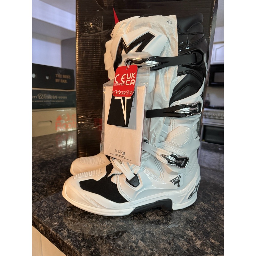 Alpinestars Tech 7 Motocross Boots Mens 11‎ White Black Dirt Bike Off-Road NEW